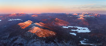 Ampersand Mountain & Lake aerial winter pano, incl. Whiteface Mt and the Adirondack High Peaks range