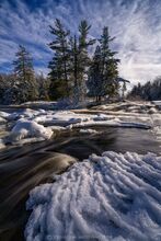 Bog River Falls in January with ice formations