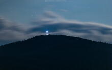 Hurricane Mt Firetower lighting up event under moonlight