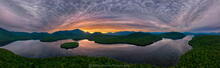 Lake Placid summer solstice sunrise June 21st behind Whiteface Mt 270 degree panorama