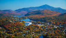 Lake Placid Village with Whiteface at the head of Lake Placid (aerial)