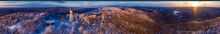 Mt. Arab summit and firetower 360 degree winter drone panorama