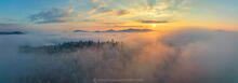 The Pinnacle rising above a sea of fog over the Lake George basin, w/ Black and Sleeping Beauty Mts