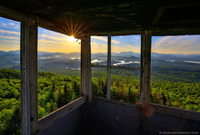 St Regis Mt Firetower cabin window view of summer morning