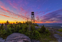 St Regis Mt summit and firetower dawn over the Adirondacks