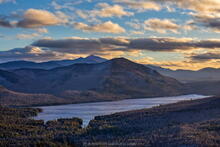 Taylor Pond, Catamount Mt, and Whiteface Mt in early winter, from Silver Lake Mt