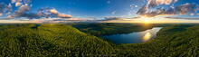 Lake Titus summer aerial 360 degree panorama including Mt Immortelle