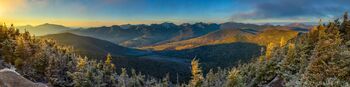 Big Slide Mt summit frosty panorama over Great Range