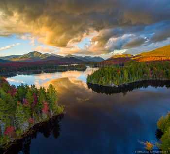 Boreas Pond autumn sunset stormclouds over the High Peaks