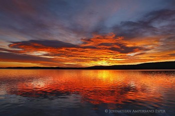 Chazy Lake brilliant red sunrise
