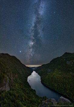 Indian Head overlooking Ausable Lake under the Milky Way