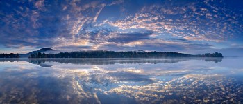 Loon Lake morning clouds reflection
