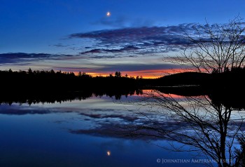Mason Lake twilight glow w moon in Nov.