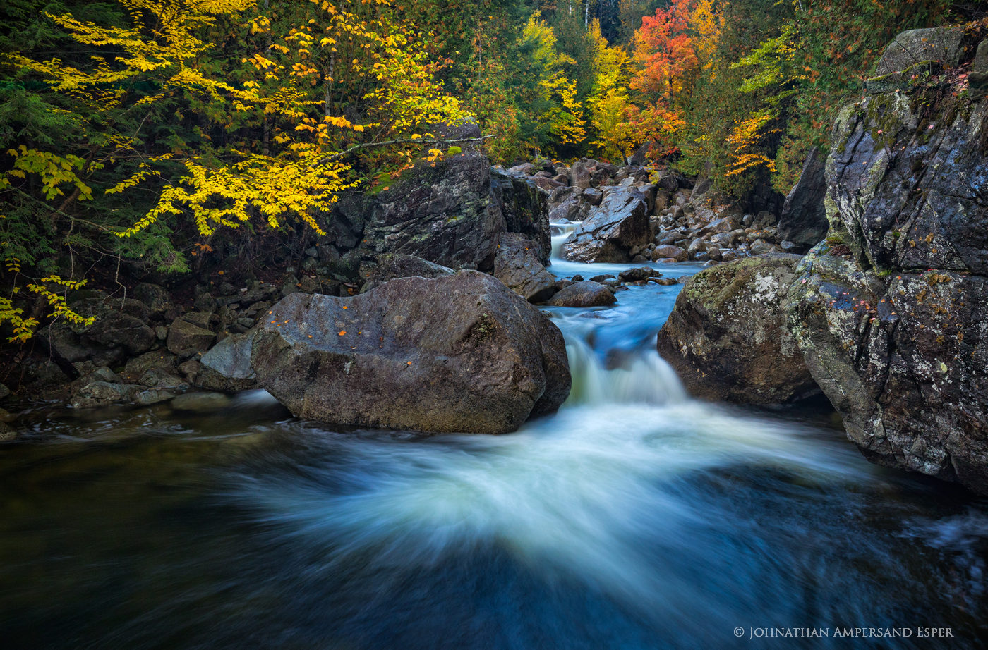 Boquet River,upper Boquet River,rainy,wet,fall,2018,autumn,maple leaves,foliage,wet rocks,red maple leaves,Adirondacks,stream...