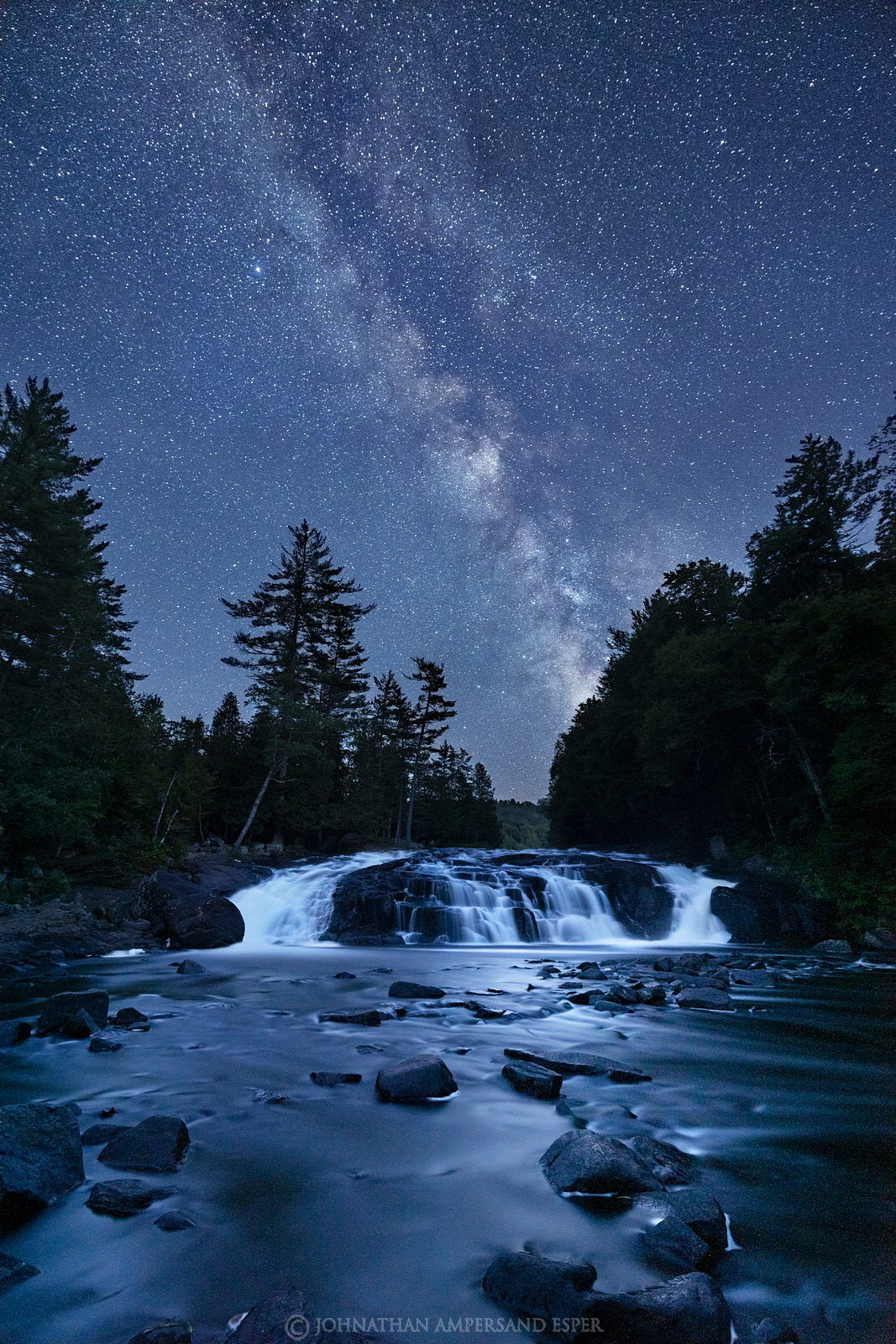 Buttermilk Falls,Raquette River,Milky Way,August,2022,Buttermilk Falls Milky Way