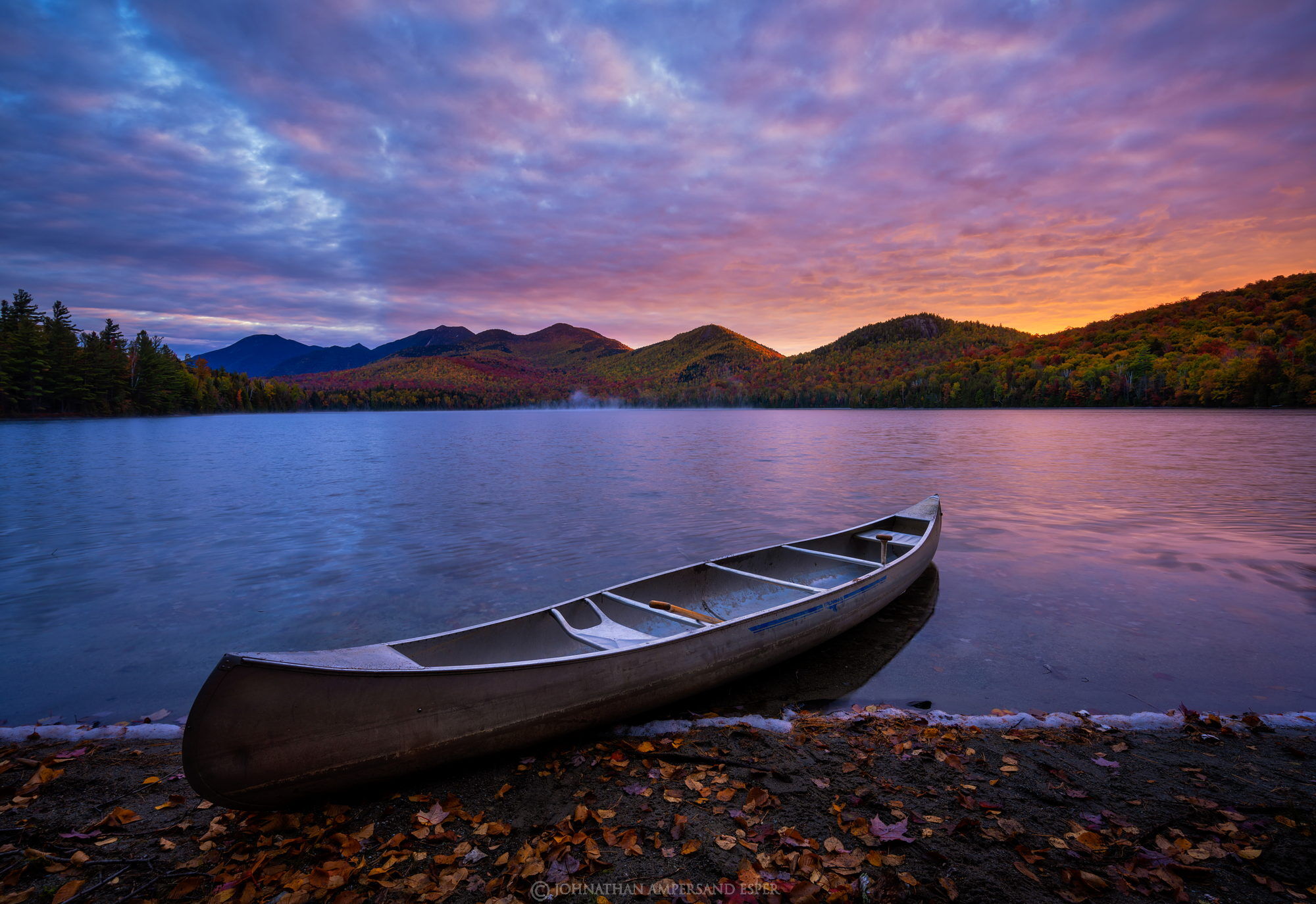 Adirondack Park, Adirondacks, Johnathan Esper, Wildernesscapes Photography,Clear Pond,canoe,Clear Pond canoe,Dix Range,sunrise...