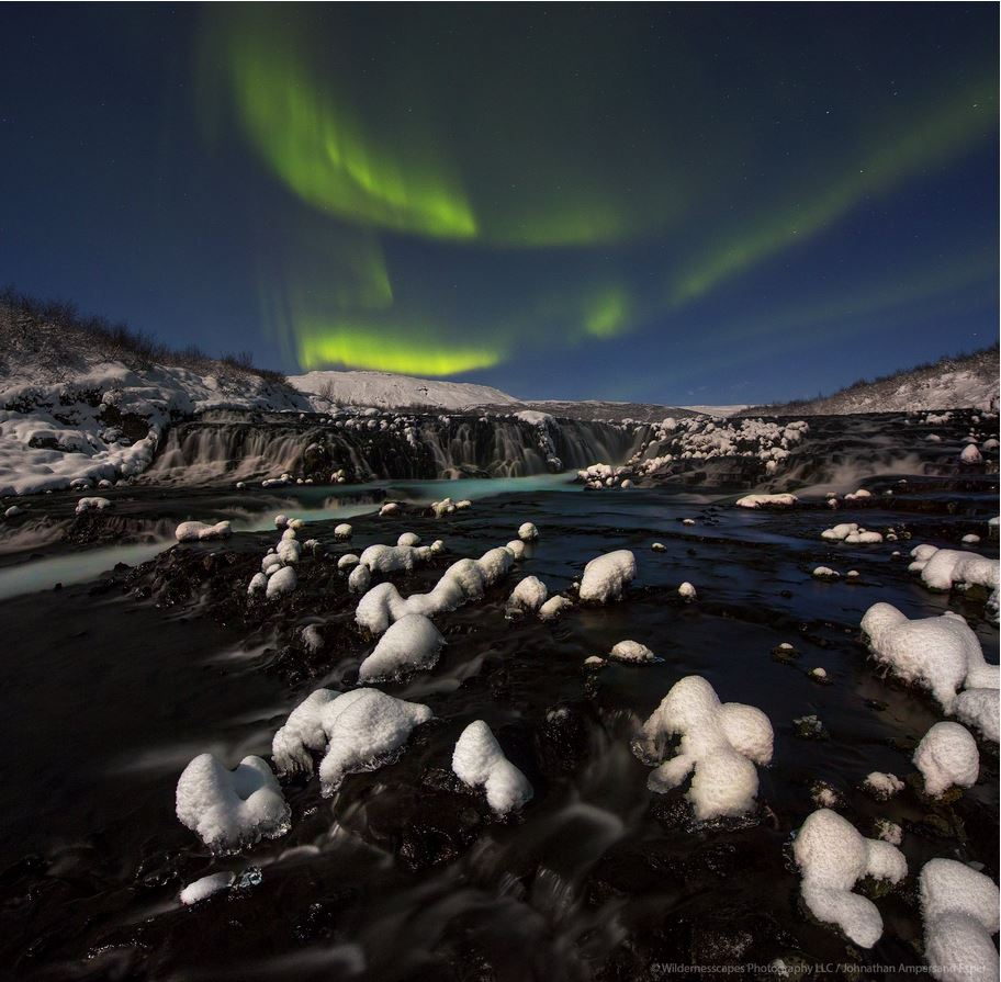 &nbsp;Bruarfoss, Iceland&nbsp;under the Aurora Borealis. Taken December 2014