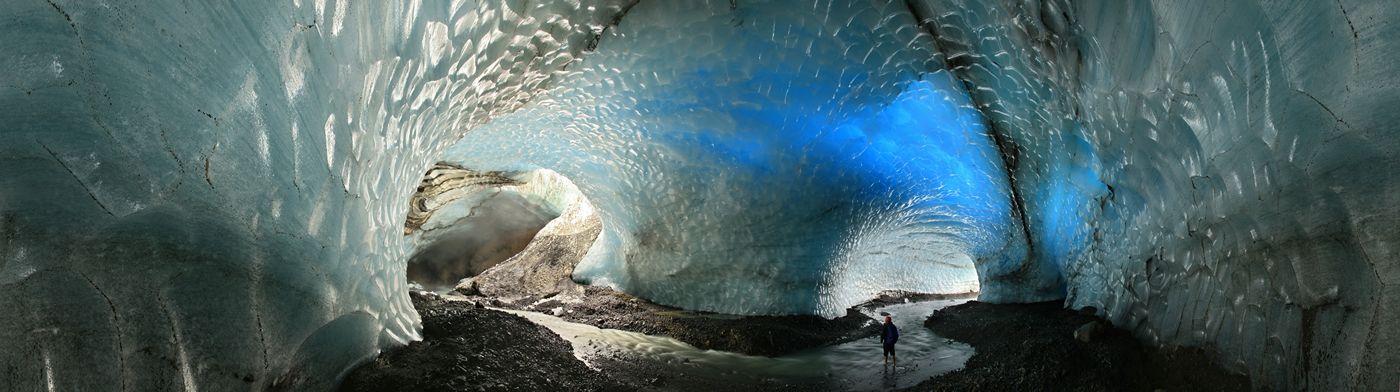 Johnathan Esper exploring the lower Kverkfj&ouml;ll Ice Caves on the north side of the Vatnaj&ouml;kull icecap in Iceland.&nbsp...