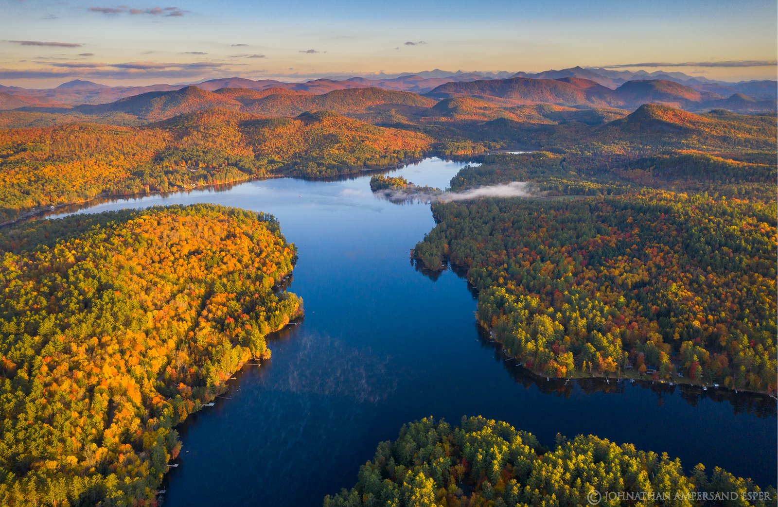 Loon Lake,drone,fall,2019,autumn,panorama,drone panorama,High Peaks,