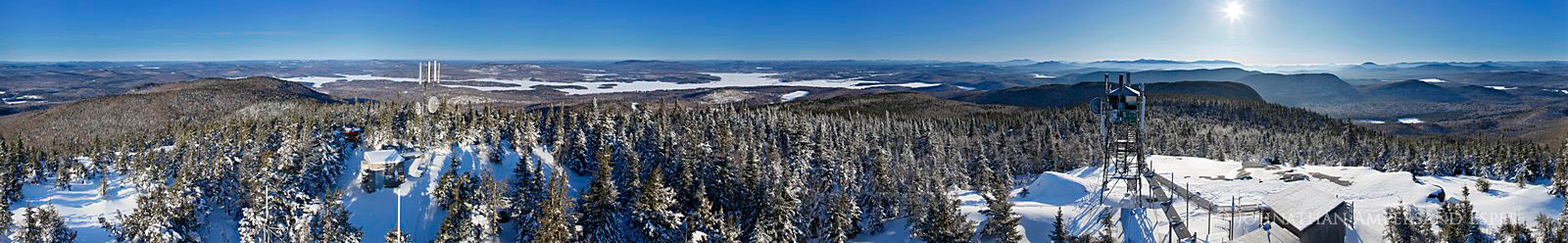  Mt Morris winter 360° aerial view over Tupper Lake region and Adirondack High Peaks to the east. *Sale!  60" panoramic mounted...