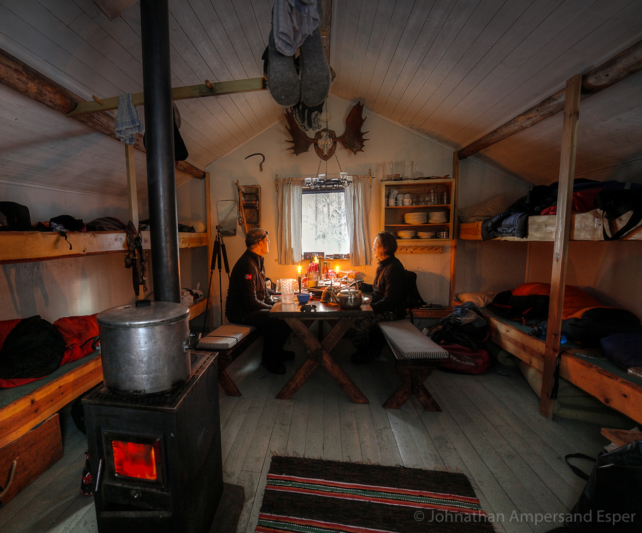 Dinner in a warm cabin in Sweden. Captured on a 10 day dogsledding trip in -30 to -20 degree C temperatures near Kiruna, Sweden...